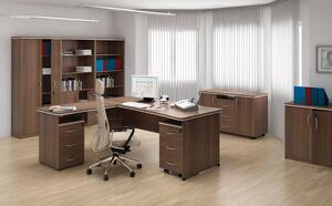 Rohový kancelársky písací stôl ARRISTO LUX, oblúk pravý, 2000 mm, orech