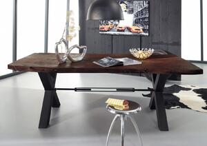 DARKNESS Jedálenský stôl 200x110cm - čierne nohy, hnedá, akácia