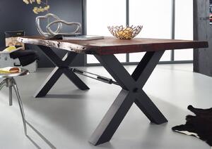 DARKNESS Jedálenský stôl 200x110cm - čierne nohy, hnedá, akácia