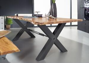 DARKNESS Jedálenský stôl 180x100 cm - čierne nohy, prírodná, akácia