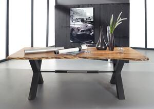 DARKNESS Jedálenský stôl 200x100 cm - čierne nohy, prírodná, akácia