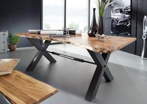 DARKNESS Jedálenský stôl 200x100 cm - čierne nohy, prírodná, akácia