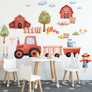 INSPIO-textilná prelepiteľná nálepka - Tapety na steny - Hravá farmárska atmosféra do detskej izby