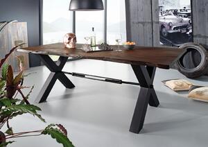 DARKNESS Jedálenský stôl 220x100cm - čierne nohy, hnedá, akácia