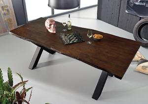 DARKNESS Jedálenský stôl 200x100 cm - čierne nohy, hnedá, akácia