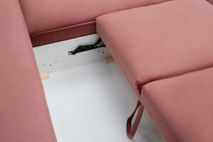 Velúrová ružová rohová sedačka SELVA