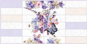 Obkladové panely 3D PVC TP10018772, cena za kus, rozmer 955 x 480 mm, kvety s motýle, GRACE