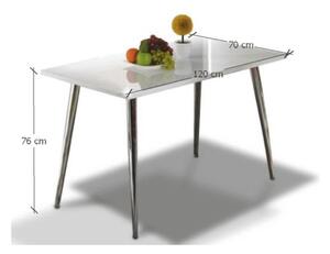 KONDELA Jedálenský stôl, MDF+chróm, extra vyský lesk HG, 120x70 cm, PEDRO