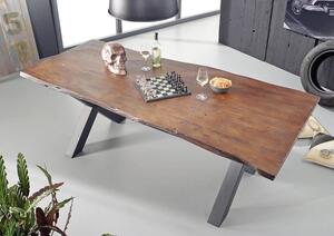 DARKNESS Jedálenský stôl 180x100 cm - čierne nohy, hnedá, akácia