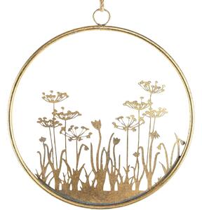 Kovová nástenná dekorácia FLOWERS RING Ø 41 cm zlatá
