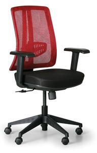 Kancelárska stolička HUMAN, čierna/červená, plastový kríž