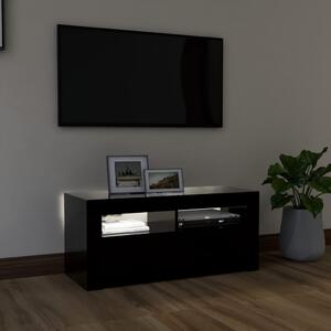 TV skrinka s LED svetlami čierna 90x35x40 cm