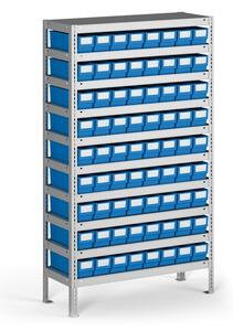 Regál s plastovými boxmi ShelfBox, 1600 x 800 x 400 mm, 72x box B
