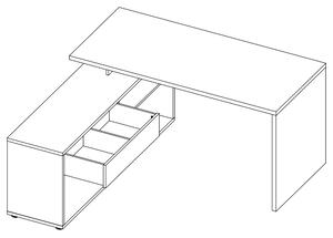 Rohový písací stôl ARLO biela/biela vysoký lesk
