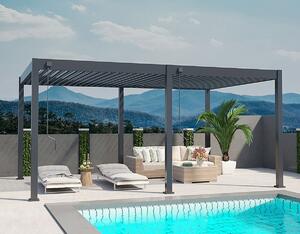 Ratanea Bioklimatická pergola POSITO 6x3m antracit - voľne stojaca dodanie: BEZ MONTÁŽE