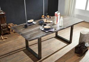 ROUND Jedálenský stôl METALL 200x100 cm - doska 3,5 cm, dymová, palisander