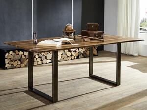 ROUND Jedálenský stôl METALL 160x90 cm - doska 2,5 cm, hnedá, palisander