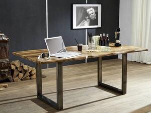 ROUND Jedálenský stôl METALL 200x100 cm - doska 3,5 cm, hnedá, palisander