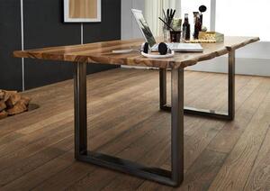 ROUND Jedálenský stôl METALL 200x100 cm - doska 3,5 cm, hnedá, palisander
