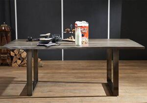 ROUND Jedálenský stôl METALL 160x90 cm - doska 3,5 cm, dymová, palisander