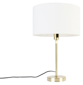Stolná lampa zlatá nastaviteľná s tienidlom biela 35 cm - Parte
