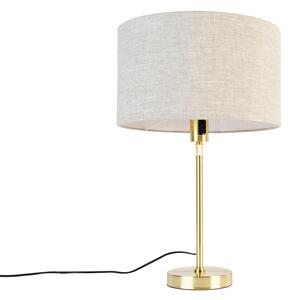 Stolná lampa zlatá nastaviteľná s tienidlom svetlo šedá 35 cm - Parte