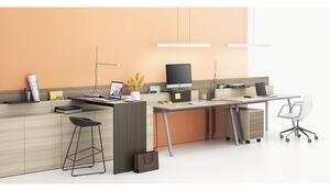 Kancelársky pracovný stôl DOUBLE LAYERS, posuvná vrchná doska, s prepážkami, dub prírodný / dub morený