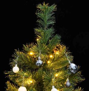 Umelý výklopný vianočný stromček 150 LED a sada gúľ 150 cm