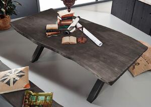DARKNESS Jedálenský stôl 220x110 cm - čierne nohy, sivá, akácia