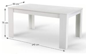 Tempo Kondela Jedálenský stôl, biela, 140, TOMY NEW