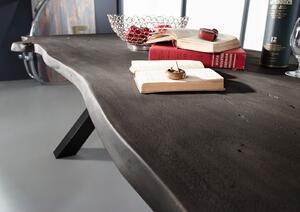 DARKNESS Jedálenský stôl 260x100 cm - čierne nohy, sivá, akácia