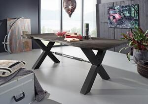 DARKNESS Jedálenský stôl 260x100 cm - čierne nohy, sivá, akácia