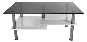 KONDELA Konferenčný stolík, biela extra vysoký lesk HG/ sklo, SVEN