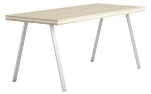 Kancelársky pracovný stôl LAYERS, výsuvná prostredná doska, 1700 mm, biela / dub prírodný