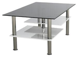 TEMPO Konferenčný stolík, biela extra vysoký lesk HG/sklo, SVEN