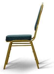 Stohovateľná stolička, zelená/matný zlatý rám, ZINA 2 NEW