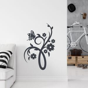 INSPIO-výroba darčekov a dekorácií - Nálepky na stenu - Motýľ nad vázou