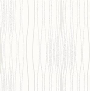Vliesové tapety na stenu Alizé 6706-10, vlnovky bielo-strieborné, rozmer 10,05 m x 0,53 m, Novamur 81835