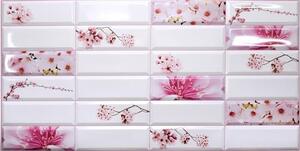 Obkladové 3D PVC panely TP10014009, rozmer 955 x 480 mm, kvety sakury, GRACE