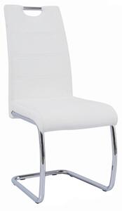 Tempo Kondela Jedálenská stolička, biela ekokoža, svetlé šitie/chróm, ABIRA NEW