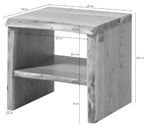 WOODLAND Nočný stolík bez šuplíka 40x45 cm, prírodná, akácia