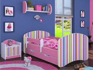Detská posteľ so zásuvkou 160x80cm PRÚŽKY - ružová