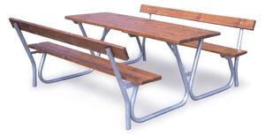 Vonkajší stôl s lavicami a operadlami, dĺžka 1800 mm
