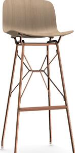 MAGIS - Barová stolička TROY WIREFRAME s dreveným sedadlom - vysoká