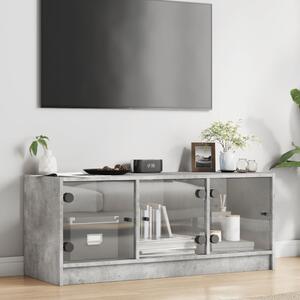 TV skrinka so sklenenými dvierkami betónovo sivá 102x37x42 cm