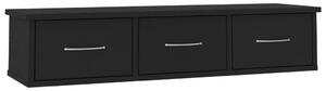 Nástenná zásuvková polica čierna 88x26x18,5 cm drevotrieska