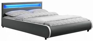 KONDELA Manželská posteľ s, RGB LED osvetlením, sivá, 180x200, DULCEA