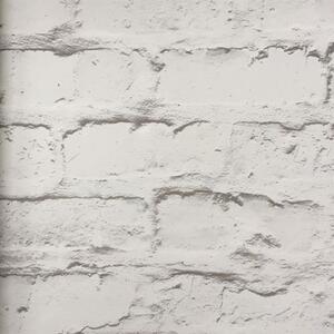 Vliesové tapety na stenu tehlová stena bielo-hnedá 19603, rozmer 10,05 m x 0,53 m, GRANDECO