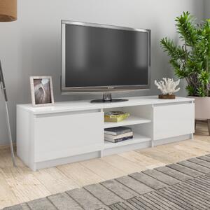 TV skrinka, lesklá biela 140x40x35,5 cm, kompozitné drevo