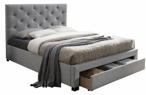 Tempo Kondela Moderná posteľ s úložným priestorom, sivá látka, 160x200, SANTOLA
